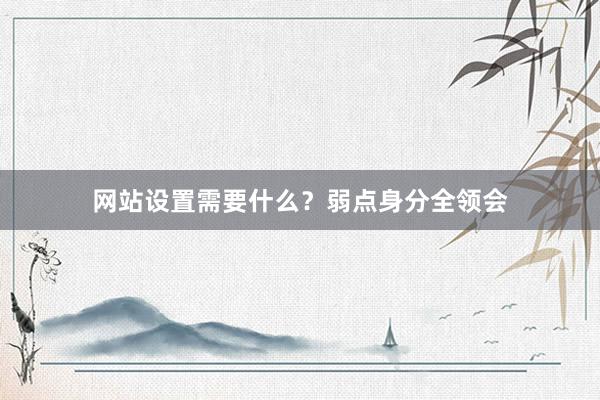 网站设置需要什么？弱点身分全领会