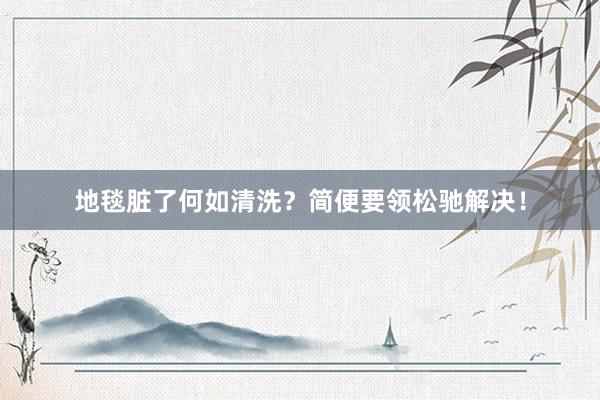 地毯脏了何如清洗？简便要领松驰解决！