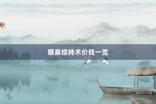 眼鼻综持术价钱一览